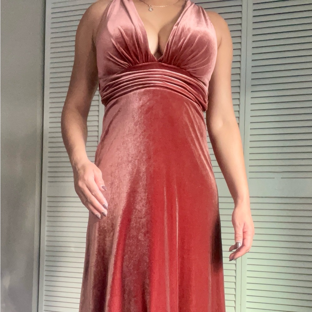 Revelry Velvet Maxi Dress in Rust